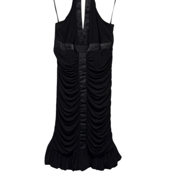 Cache Vintage Black ruffle mini dress with halter neckline and pleated details - Picture 3 of 6